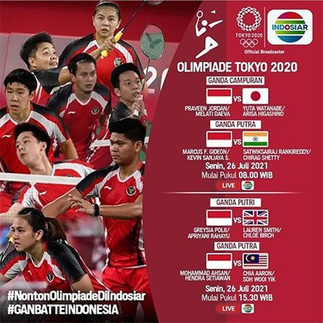 Bulutangkis Olimpiade Tokyo 2020 di Indosiar