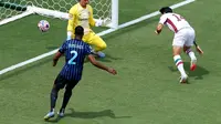 Momen gol cepat German Cano pada menit ketiga yang membawa Fluminense langsung unggul atas Inter Milan dalam laga 16 besar Piala Dunia Antarklub 2025 di Bank of America Stadium, Selasa (1/7/2025) dini hari WIB. (Buda Mendes / GETTY IMAGES NORTH AMERICA / Getty Images via AFP)