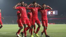 Selebrasi Timnas Indonesia U-22 setelah Osvaldo Haay mencetak gol kemenangan 2-1 atas Thailand di final Piala AFF U-22 2019, Selasa (26/2/2019). (Bola.com/Zulfirdaus Harahap)