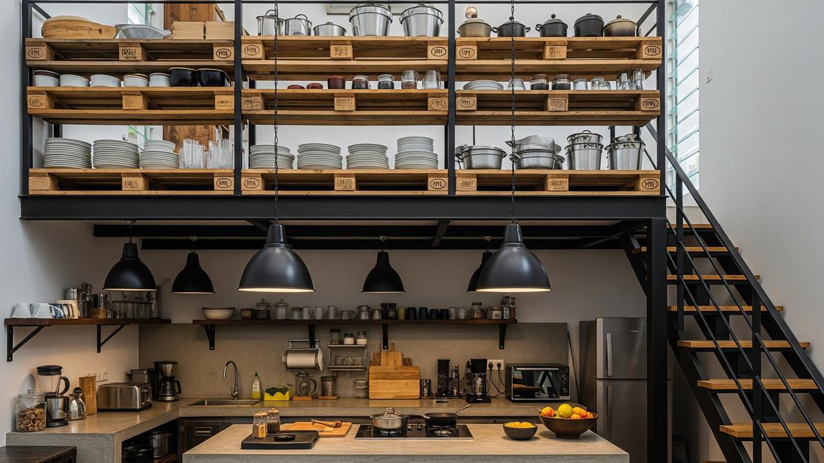 8 Desain Dapur Mezzanine Industrial dengan Elemen Kayu Daur Ulang, Efisiensi Ruang dan Bahan