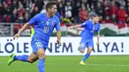 Italia berhasil mencuri kemenangan saat bersua Hungaria pada match day keenam Grup 3 UEFA Nations League A 2022 yang berlangsung di Puskas Arena, Budapest, Selasa (27/9/2022) dini hari WIB. (AP via MTI/Zsolt Szigetvary)