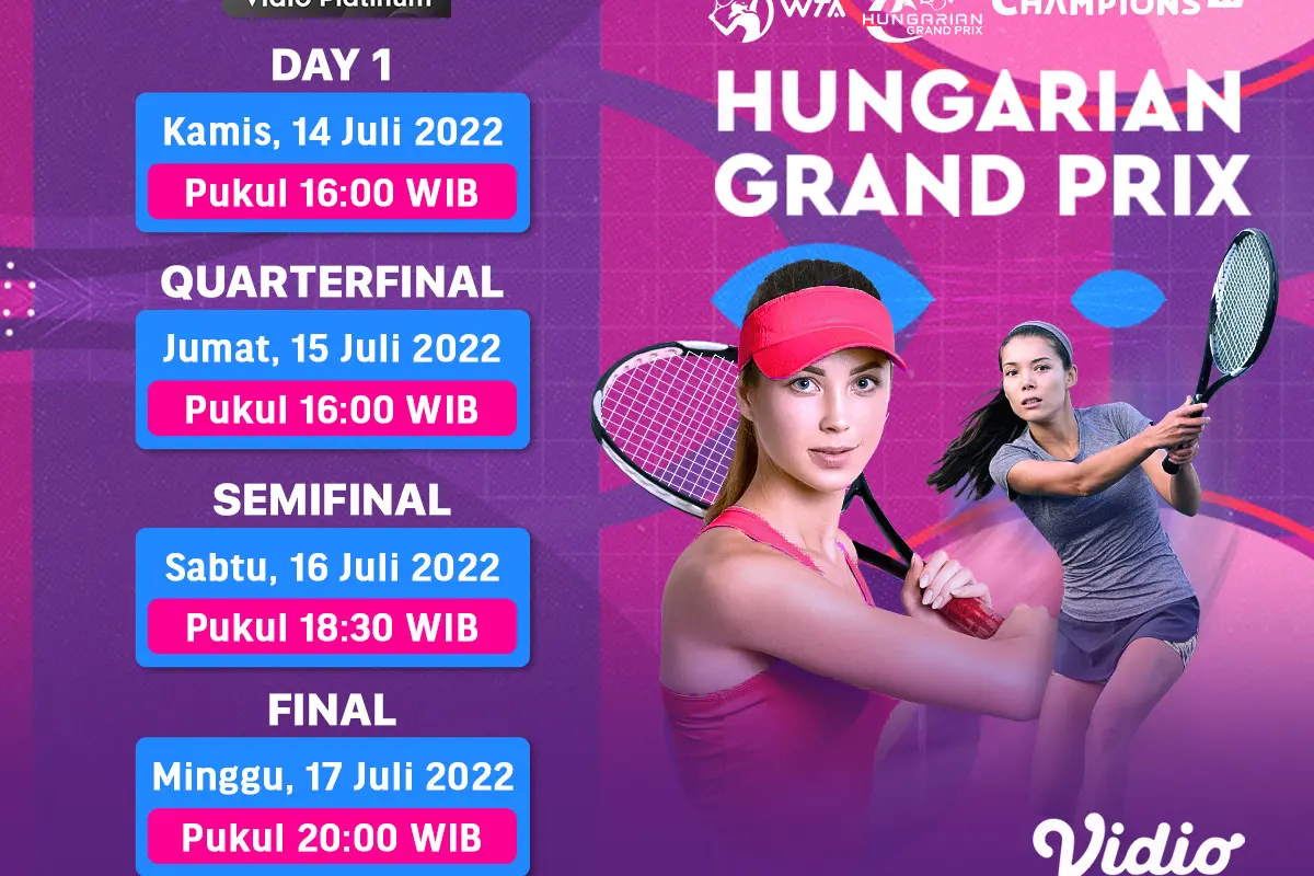 Saksikan Live Streaming WTA 250 Hungarian grand Prix 2022 di Vidio, 14-17 Juli 2022