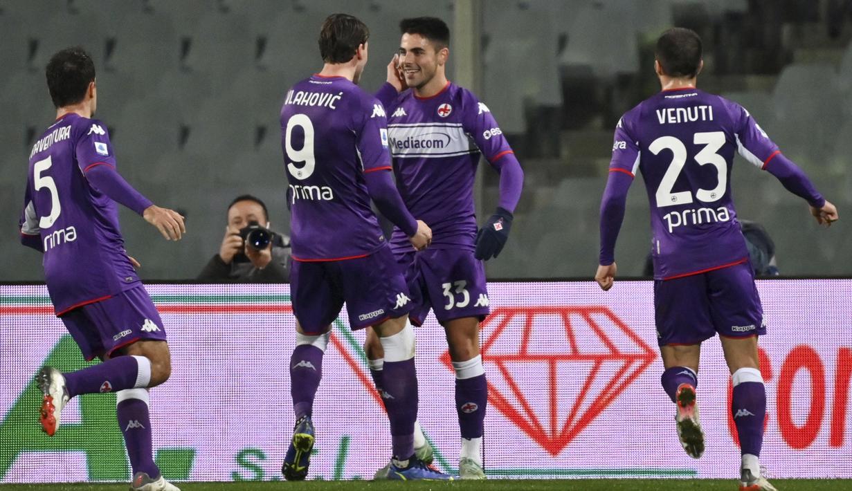 Gol kemenangan Fiorentina atas Sampdoria masing-masing disumbangkan oleh Callejon pada menit ke-23, Dusan Vlahovic pada menit ke-32 dan Sottil 45. (AP/Massimo Paolone)