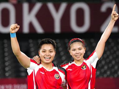 Pasangan ganda putri Indonesia, Greysia Polii/Apriyani Rahayu, akhirnya memastikan satu tempat di laga final Olimpiade Tokyo 2020. (Foto: AP/Markus Schreiber)