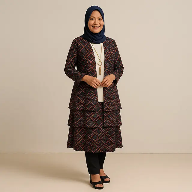 Model Outer Batik Apa yang Cocok untuk Ibu-ibu 50 Tahunan/Ilustrasi gambar AI