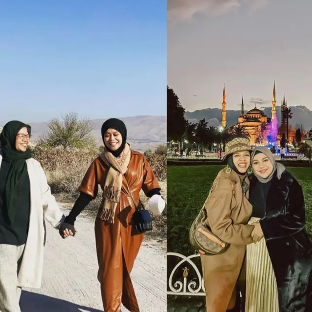 Potret Adu Penampilan Lesti dan Aurel Ketika Liburan di Turki Perlihatkan Baby Bump . (Instagram @lestykejora/@aurelie.hermansyah)