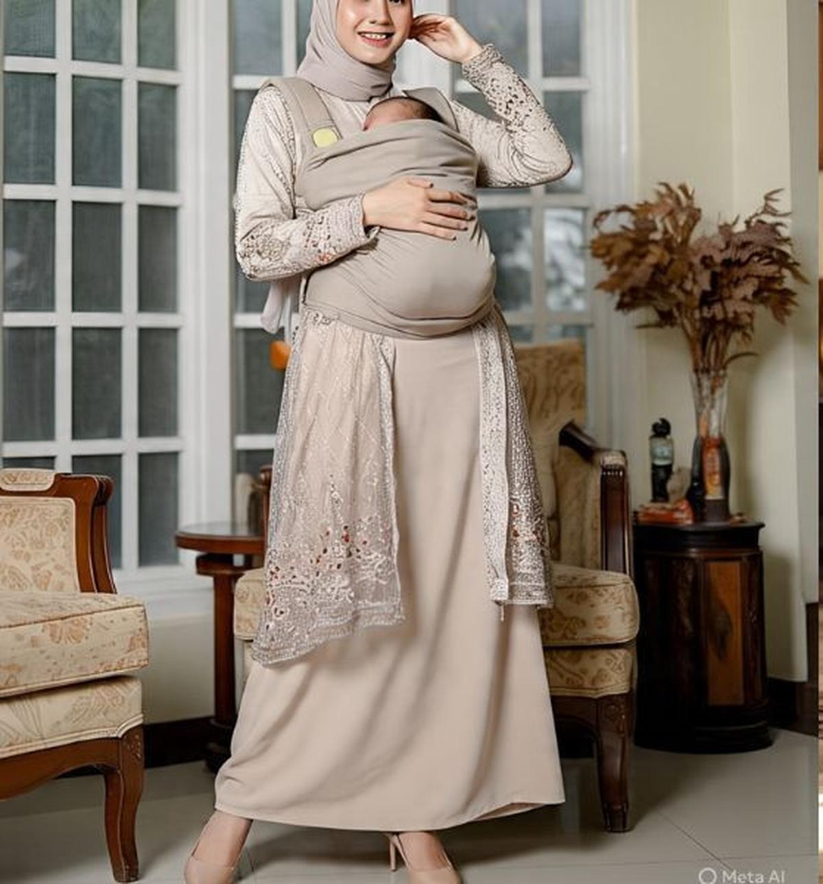Ilustrasi Outer Brokat untuk Gamis