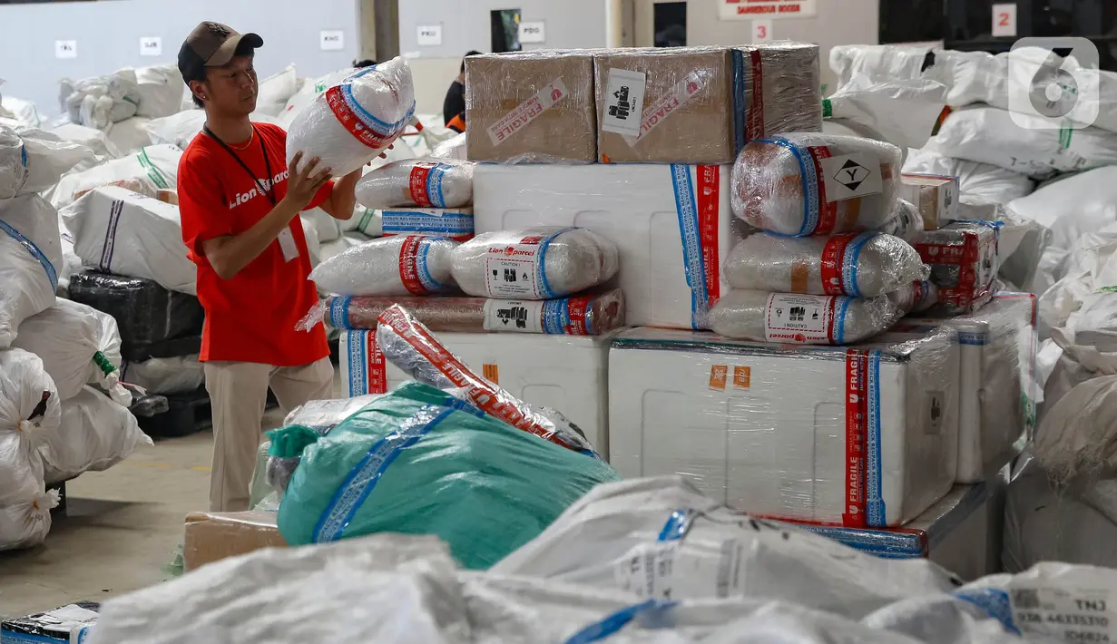 Salah satu perusahaan jasa ekspedisi di Indonesia, Lion Parcel mencatat peningkatan tonase pengiriman barang sepanjang gelaran Harbolnas 2024 dan menjelang libur Nataru 2024/2025. (Liputan6.com/Angga Yuniar)