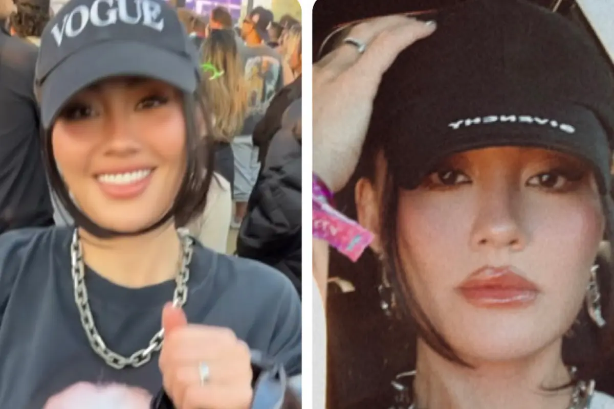 Gaya Agnez Mo Serba Balenciaga saat  Nonton Konser Coachella
