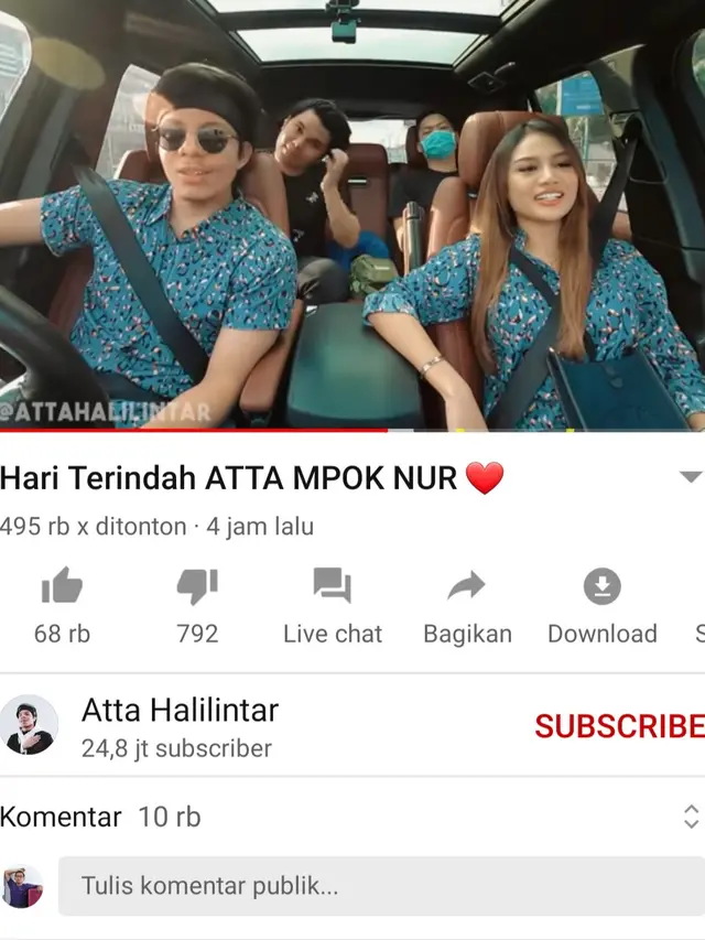 Unggahan Atta Halilintar. (Foto: YouTube Atta Halilintar)