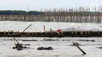Direktorat Jenderal Pengawasan Sumber Daya Kelautan dan Perikanan (PSDKP) Kementerian Kelautan dan Perikanan (KKP) telah melakukan penyegelan pagar laut di perairan Bekasi pada 15 Januari 2025. (Liputan6.com/Herman Zakharia)