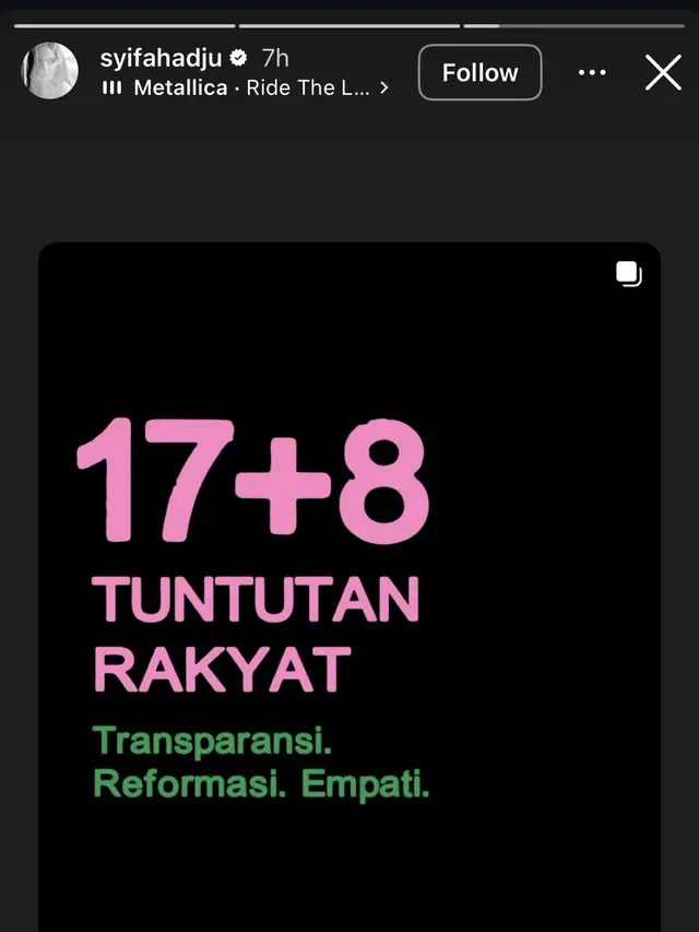 Syifa Hadju menyuarakan pendapat nya melalui media sosial. [@syifahadju]