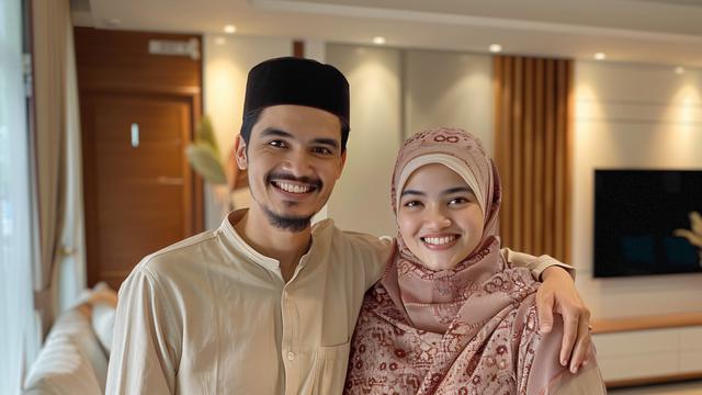 Ilustrasi pasangan muslim, suami istri