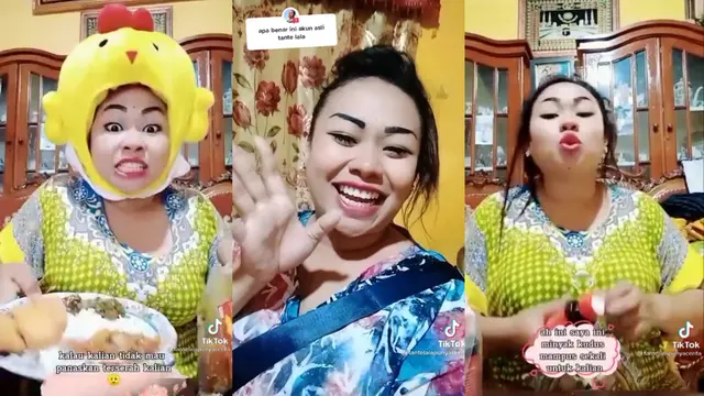 Potret Tante Lala saat tengah melakukan endorsement. (Sumber: TikTok @tantelalapunyacerita)