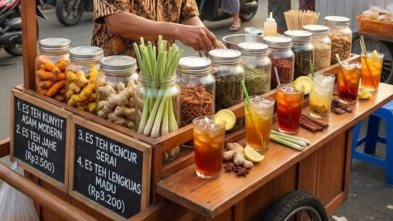 Jualan es teh rempah segar
