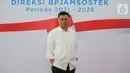 Direktur Perencanaan Strategis dan TI BP Jamsostek, Pramudya Iriawan Buntoro berpose disela perkenalan jajaran direksi periode 2021-2026 di Plaza BP Jamsostek, Jakarta, Selasa (23/02/2021). (Liputan6.com/Fery Pradolo)