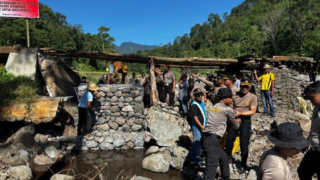 Polres Situbondo Bangun Jembatan Merah Putih, Tingkatkan Mobilitas dan Ekonomi Warga Lereng Argopuro