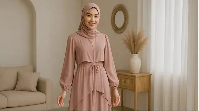 7 Model Gamis Tali Serut Pinggang yang Modis dan Nyaman, Cocok untuk Segala Aktivitas (sumber:AI)