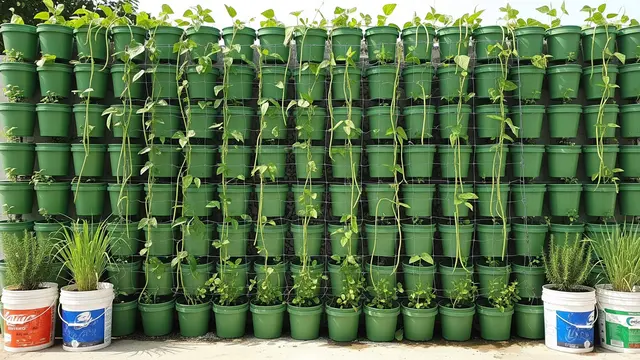 Ide Kebun Vertikal Kombinasi Kacang-Kacangan Pakai Ember Bekas
