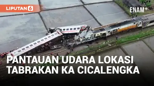 VIDEO: Pantauan Udara Lokasi Tabrakan KA Turangga dan KA Bandung Raya