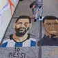 Seniman Kosovo Alkent Pozhegu dengan kreatifnya menyulap biji-bijian beraneka warna menjadi wajah Messi dan Mbappe