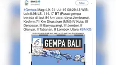 Gempa kembali mengguncang wilayah Bali. Hari ini, Bali diguncang gempa dengan magnitudo 4,9. Meskipun gempa sempat terasa, namun masyarakat tetap tenang.