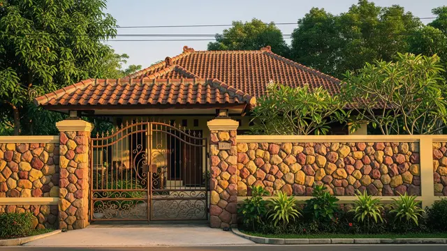 Pagar Batu Alam Nuansa Italia (Tuscan)