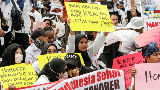 Aksi Demo Honorer Lintas Profesi di Depan DPR