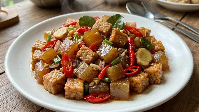 penyajian tumis tempe kikil