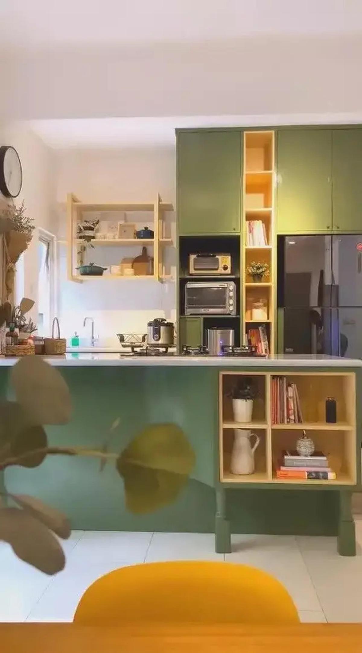 Potret Dapur di Rumah Enno Lerian, Model Nuansa Hijau Minimalis yang Menyegarkan