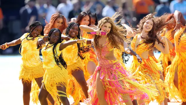Shakira di Final Piala Dunia 2026. (Kevin Kane / GETTY IMAGES NORTH AMERICA / Getty Images via AFP)