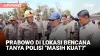 Presiden Prabowo Subianto memberikan semangat kepada anggota Polri yang sedang bertugas di wilayah bencana Sumatera Utara. Prabowo pun menyapa satu persatu petugas dengan bertanya nama dan asal mereka.