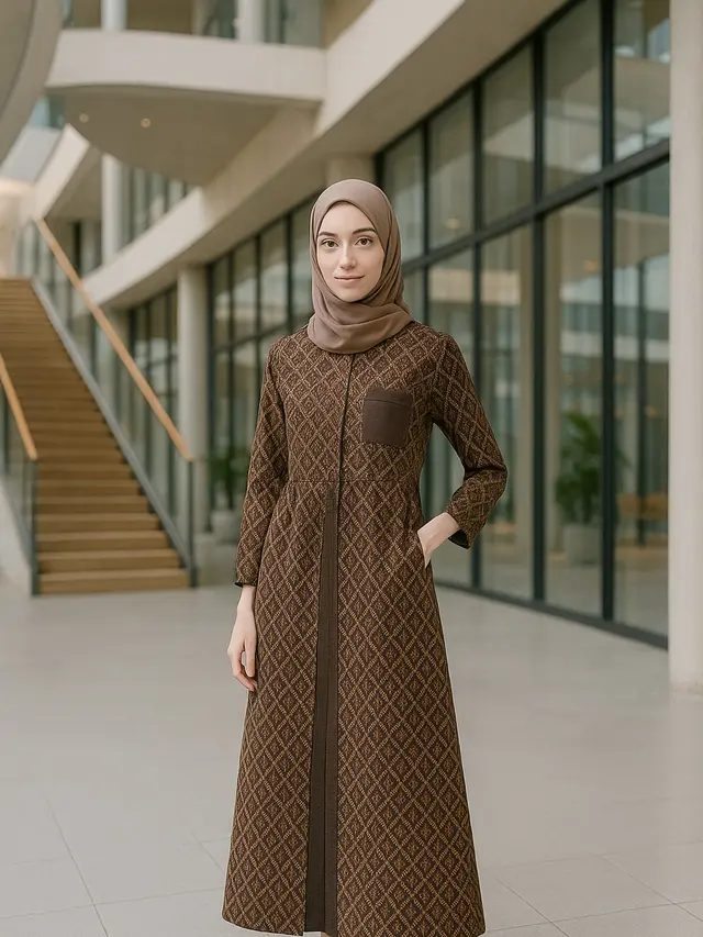 Model Gamis Batik Belah Tengah untuk ke Kantor Berjilbab 2025