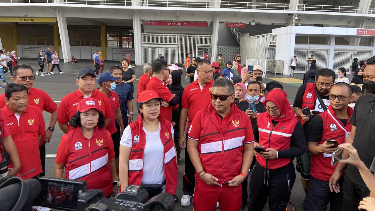 PDIP menggelar acara joging di kawasan Gelora Bung Karno (GBK) Jakarta, Minggu (21/8/2022).