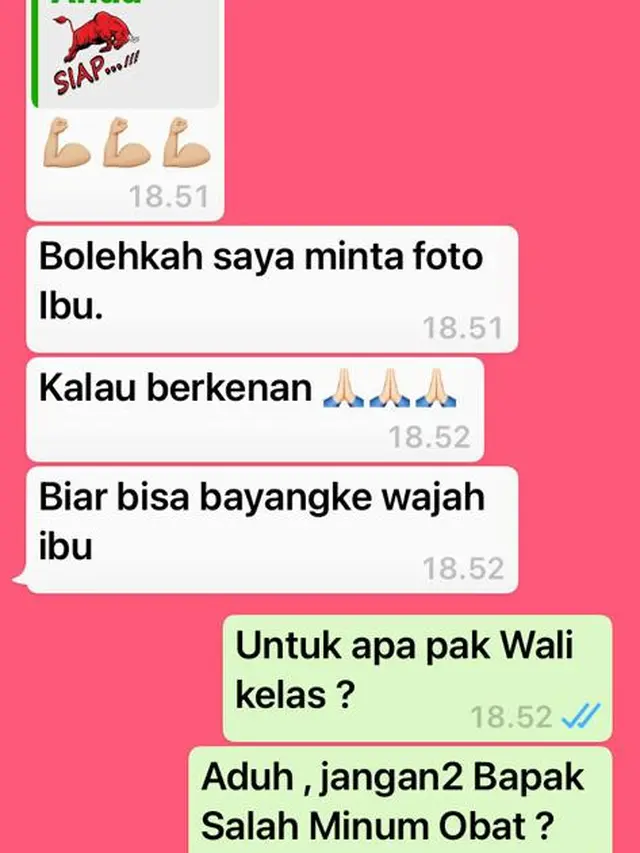 Foto Screen percakapan guru dengan Ketua DPRD