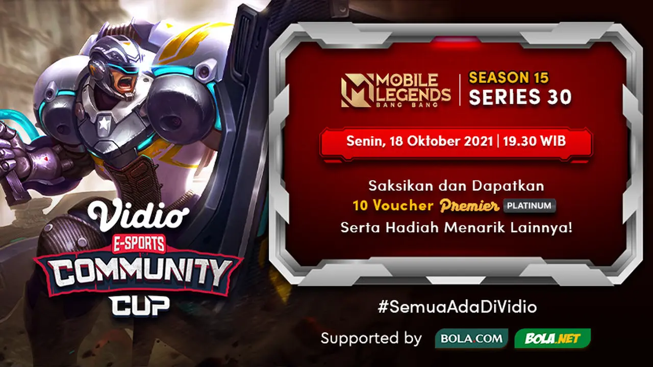 Jadwal dan Live Streaming Vidio Community Cup Season 15 Mobile Legends Series 30, Senin 18 Oktober 2021