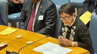 Menteri Luar Negeri Indonesia Retno Marsudi pertemuan di Dewan Keamanan (DK) PBB pada Rabu 29 November 2023 di New York, Amerika Serikat (AS) menyorot situasi Gaza. (Dok Kemlu RI)