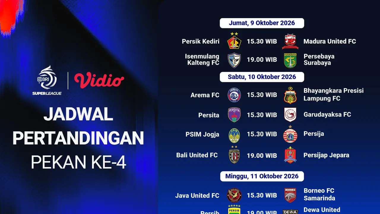 Jadwal BRI Super League 2026/27 Pekan ke 4