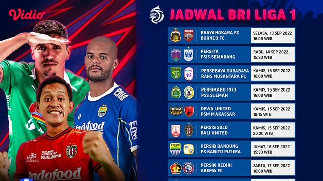 Jadwal dan Live Streaming BRI Liga 1 2022/2023 Pekan Ke-10 di Vidio, 13-17 September 2022