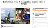 Petisi Basmi Polusi Suara di Canggu muncul di laman Change.org. (dok. Screenshoot Change.org)
