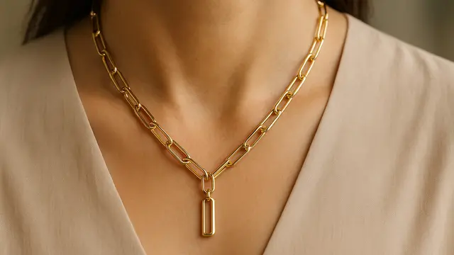 Model Kalung Rantai Tebal dengan Liontin untuk Ibu-Ibu