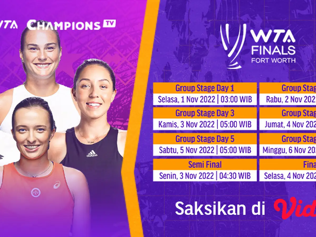 Nonton Link Live Streaming WTA Finals Forth Worth di Vidio Aksi 8