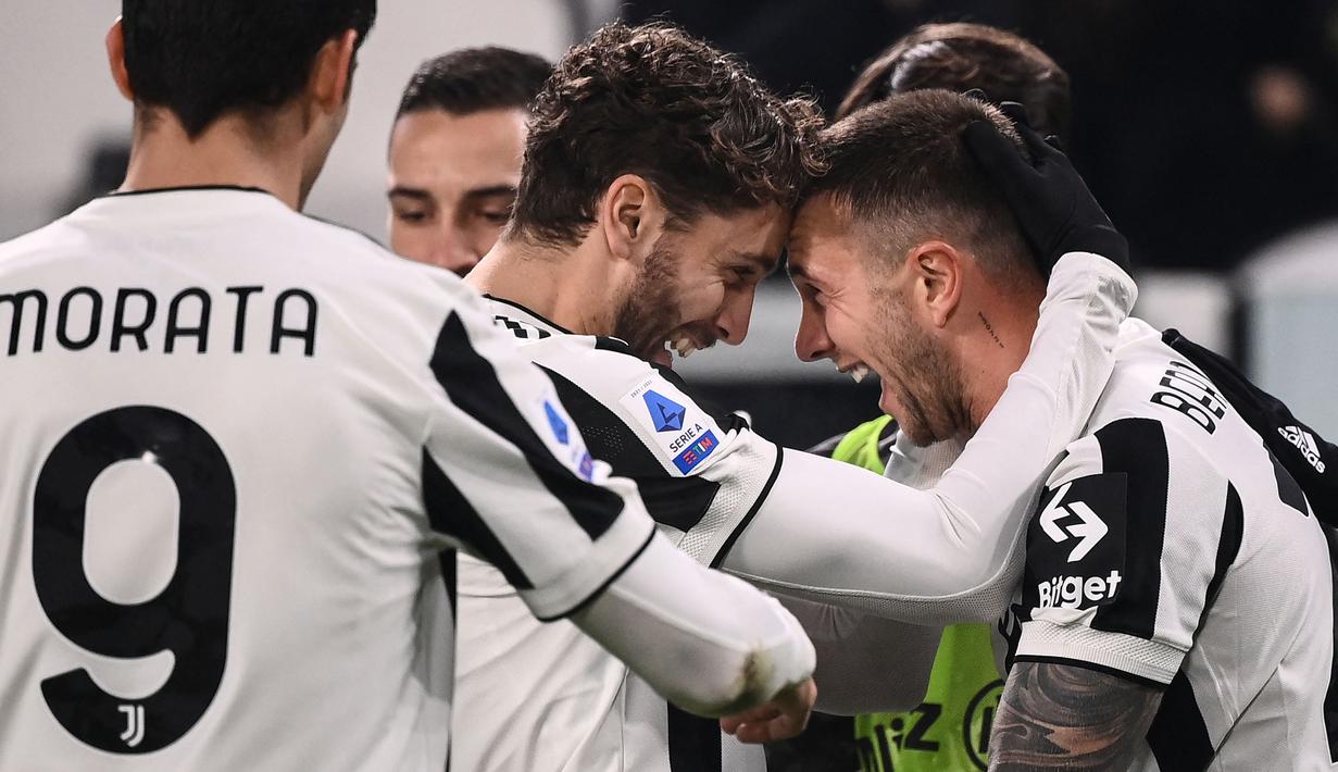 Hasil kemenangan tersebut juga membuat Juventus menempati urutan kelima klasemen dengan raihan 34 poin, sekaligus meneruskan tren positifnya di Liga Italia 2021/2022. (AFP/Marco Bertorello)