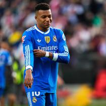 Kylian Mbappe&nbsp;dalam pertandingan La Liga Spanyol antara Rayo Vallecano dan Real Madrid di Estadio de Vallecas, Spanyol, Minggu, 9 November 2025. (Foto AP/Manu Fernandez)