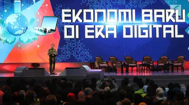 Presiden Joko Widodo (Jokowi) memberikan sambutan saat membuka  Indonesia Business and Development Expo (IBD Expo) di Jakarta Convention Center, Rabu (20/9). IBD Expo diselenggarakan mulai 20 hingga 23 September mendatang. (Liputan6.com/Angga Yuniar)