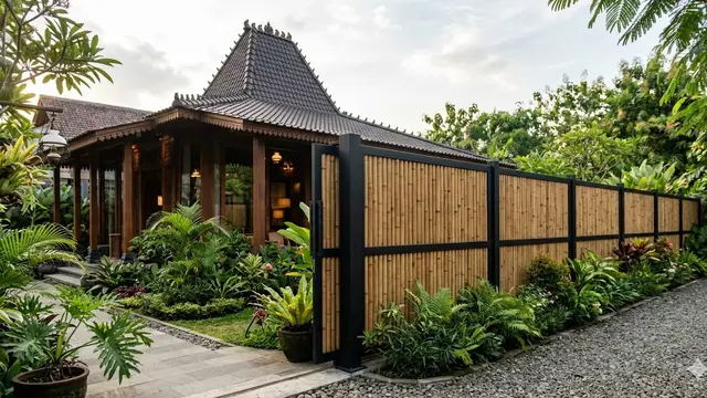 Pagar Bambu Minimalis untuk Rumah Joglo Modern (Foto: Gemini AI)