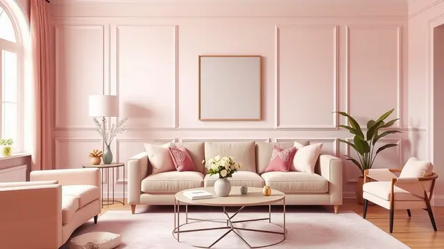 desain ruang tamu serba pink (ilustrasi by qwen.ai)