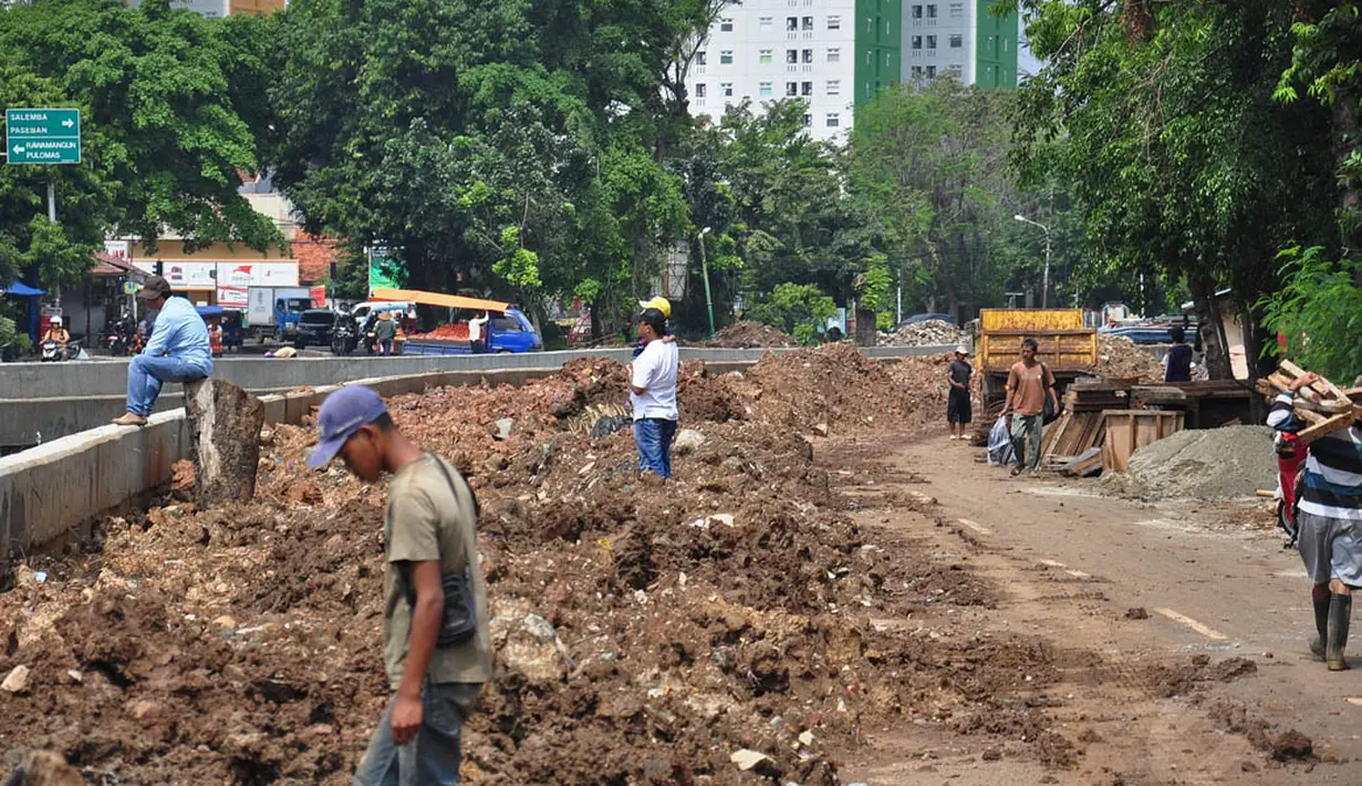 Kelima kali yang dipasang sheetpile, salah satunya di Kali Utan Kayu, Jakarta, Selasa (17/6/14). (Liputan6.com/Faizal Fanani)