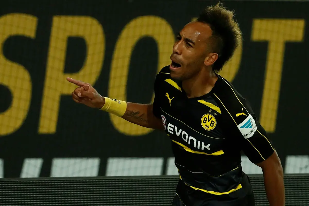 Penyerang Borussia Dortmund asal Gabon, Pierre-Emerick Aubameyang. 