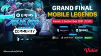 Link Live Streaming Grand Final GoPay Arena Level Up Community Mobile Legends di Vidio, Kamis 2 September 2021. (Sumber : dok. vidio.com)